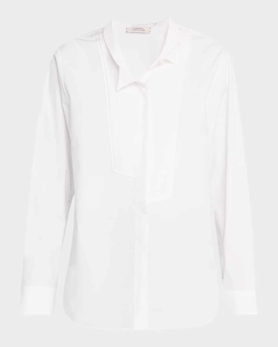 Poplin Power Asymmetric Button-Down Blouse